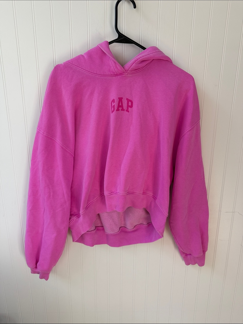 (125)GAP Hot Pink Women's Cropped Hoodie
